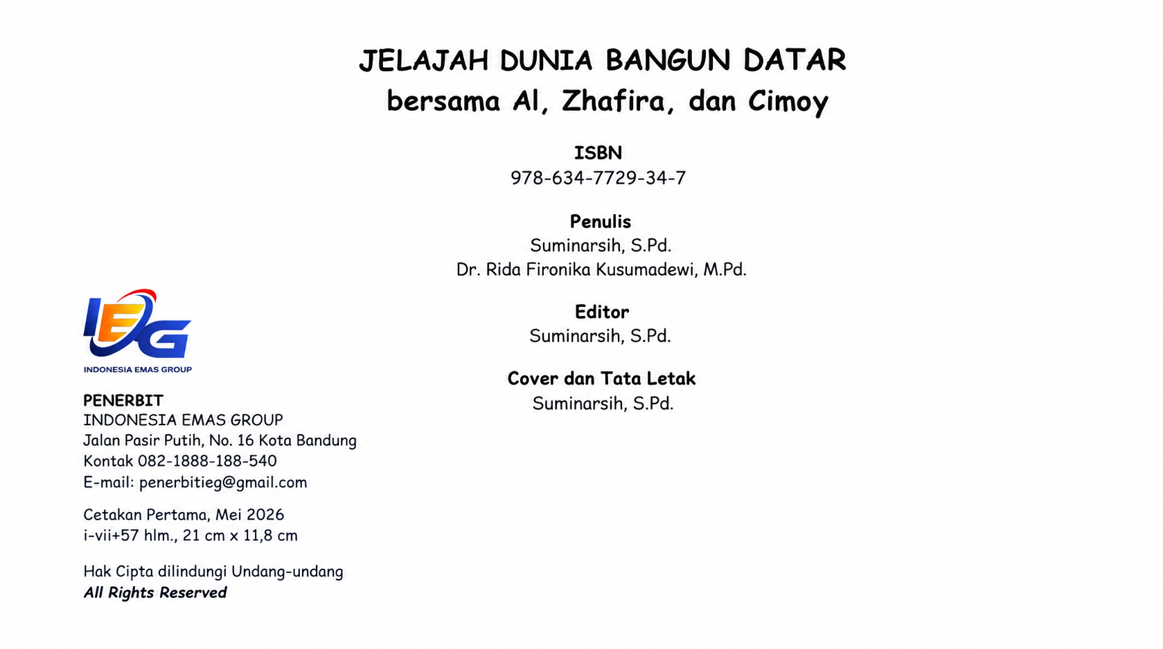 Cover Jelajah Dunia Bangun Datar Bersama Al, Zhafira, dan Cimoy